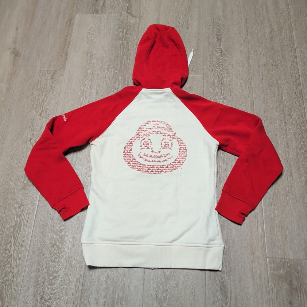 Columbia Ohio State Zip Up Hoodie Womens S Red Cream Brutus Raglan Embroidered - Picture 2 of 9